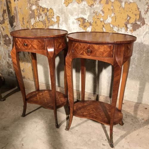 PAIR OF FRENCH OVAL MARQUETRY SIDE TABLES - ADDITIONAL PHOTO 9