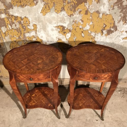 PAIR OF FRENCH OVAL MARQUETRY SIDE TABLES - ADDITIONAL PHOTO 10