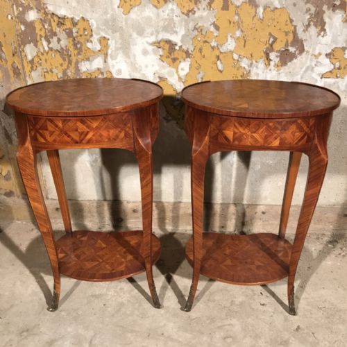 PAIR OF FRENCH OVAL MARQUETRY SIDE TABLES - ADDITIONAL PHOTO 12
