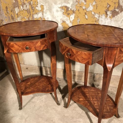 PAIR OF FRENCH OVAL MARQUETRY SIDE TABLES - ADDITIONAL PHOTO 13
