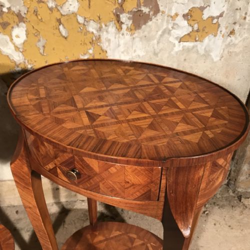 PAIR OF FRENCH OVAL MARQUETRY SIDE TABLES - ADDITIONAL PHOTO 14