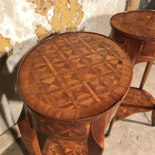 PAIR OF FRENCH OVAL MARQUETRY SIDE TABLES - ADDITIONAL PHOTO 15