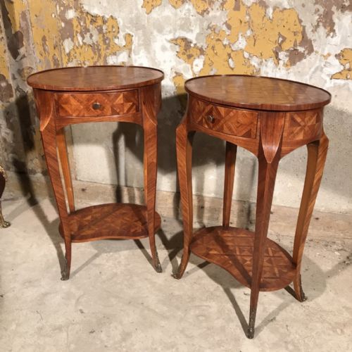PAIR OF FRENCH OVAL MARQUETRY SIDE TABLES - ADDITIONAL PHOTO 16