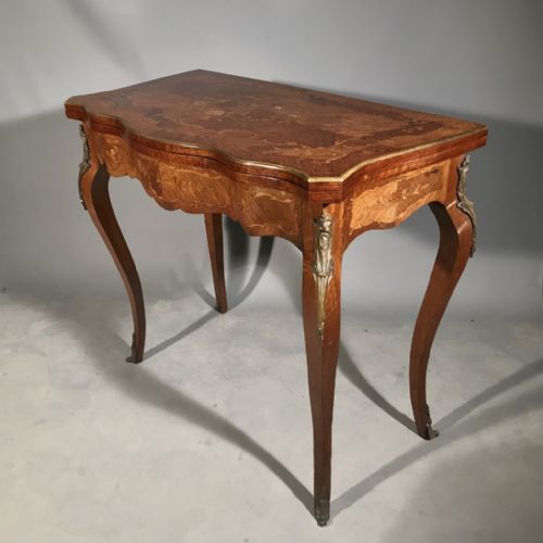 superb french marquetry inlaid console table - CATEGORY: ANTIQUE TABLES - DATED 1900