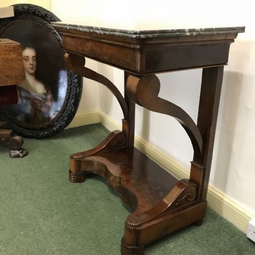 QUALITY FRENCH EMPIRE CONSOLE TABLE WITH MARBLE - ADDITIONAL PHOTO 1
