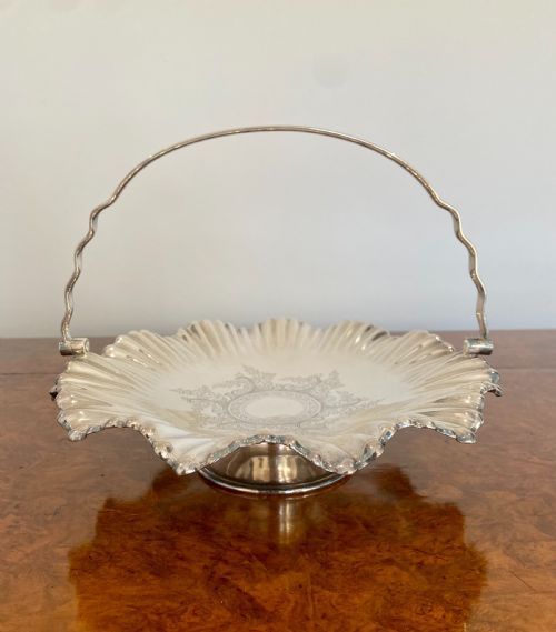 Antique Edwardian Quality Silver Plated Ornate Cake Basket