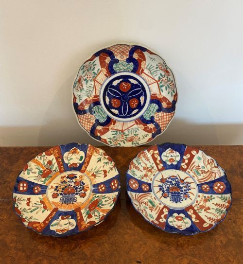Three Original Quality Antique Japanese Hand Painted Imari Plates