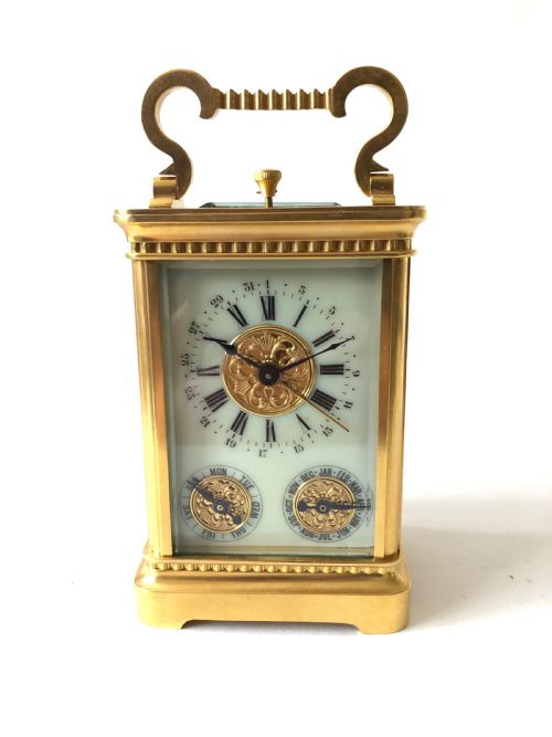 RARE ANTIQUE CALENDAR CARRIAGE CLOCK C1890
