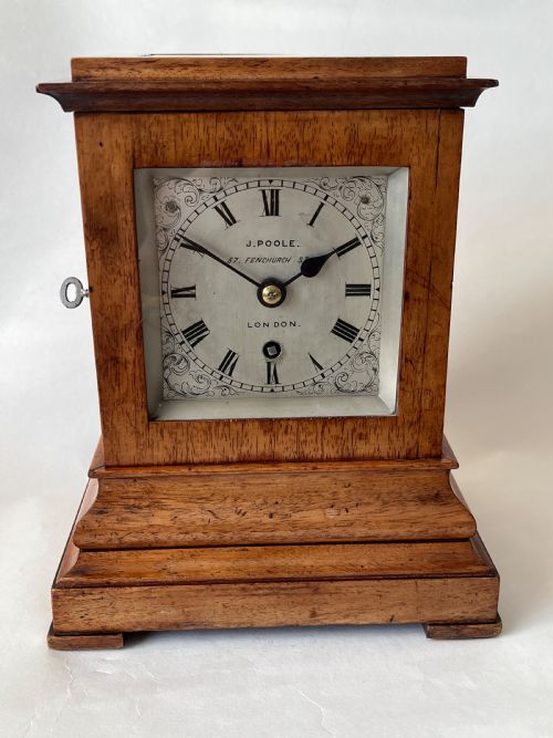 RARE MINIATURE MAHOGANY FUSEE LIBRARY CLOCK C1860