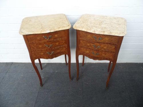 pair of french inlaid bedside cabinets - CATEGORY: ANTIQUE CABINETS - DATED 1890