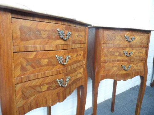 PAIR OF FRENCH INLAID BEDSIDE CABINETS - ADDITIONAL PHOTO 3