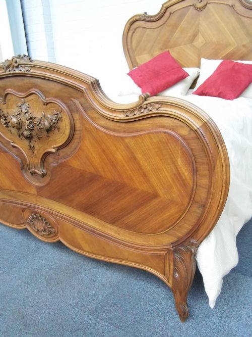 FRENCH CARVED WALNUT DOUBLE BED - ADDITIONAL PHOTO 2
