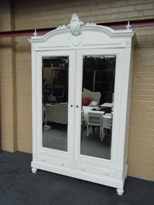 large double painted french armoire - CATEGORY: ANTIQUE WARDROBES - DATED 1880