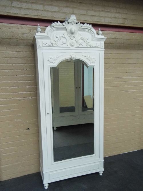 carved painted french armoire - CATEGORY: ANTIQUE WARDROBES - DATED 1880