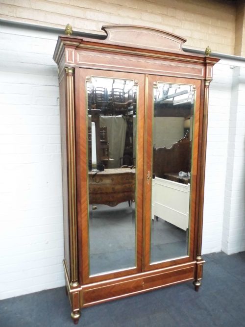 french armoire with brass inlays - CATEGORY: ANTIQUE WARDROBES - DATED 1880