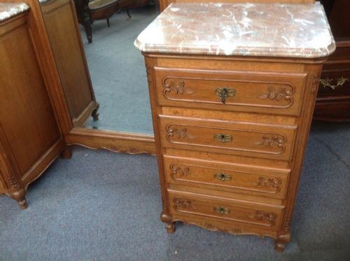 FRENCH MARBLE TOP DRESSING TABLE CHEVAL MIRROR - ADDITIONAL PHOTO 3
