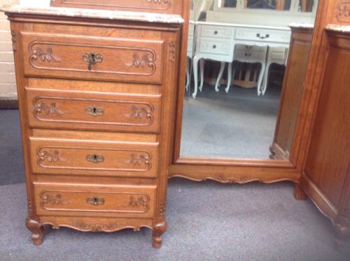 FRENCH MARBLE TOP DRESSING TABLE CHEVAL MIRROR - ADDITIONAL PHOTO 4