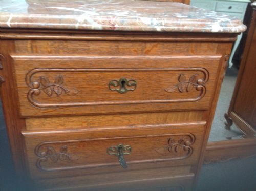 FRENCH MARBLE TOP DRESSING TABLE CHEVAL MIRROR - ADDITIONAL PHOTO 5