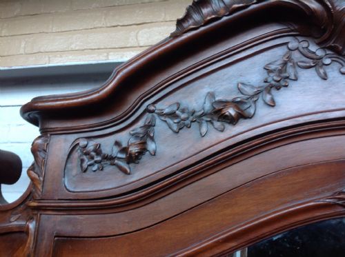 LARGE FRENCH CARVED WALNUT ARMOIRE - ADDITIONAL PHOTO 3