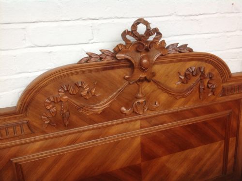 FRENCH WALNUT CARVED BED AND BEDSIDE CABINET - ADDITIONAL PHOTO 1
