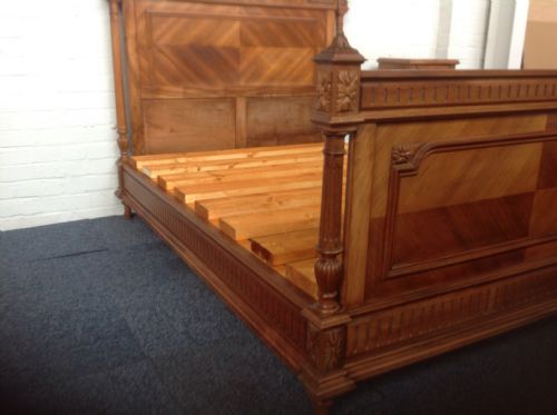 FRENCH WALNUT CARVED BED AND BEDSIDE CABINET - ADDITIONAL PHOTO 2