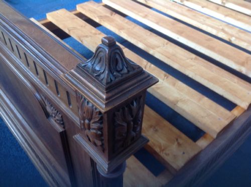 FRENCH WALNUT CARVED BED AND BEDSIDE CABINET - ADDITIONAL PHOTO 6