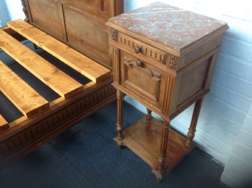 FRENCH WALNUT CARVED BED AND BEDSIDE CABINET - ADDITIONAL PHOTO 8