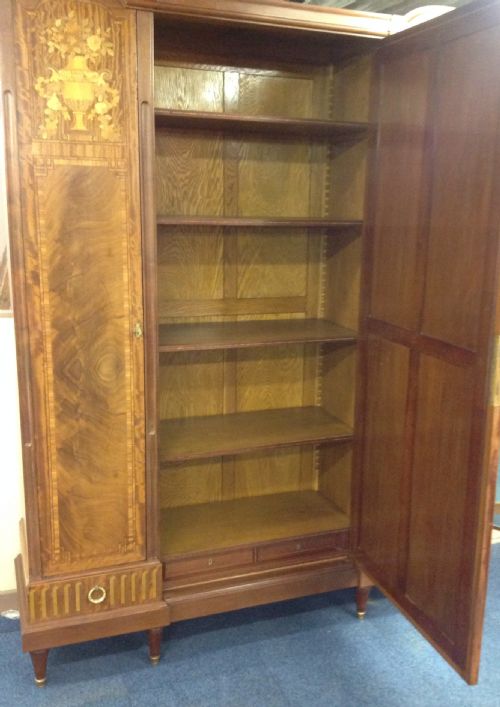 LARGE MARQUETRY INLAID FRENCH ARMOIRE - ADDITIONAL PHOTO 4