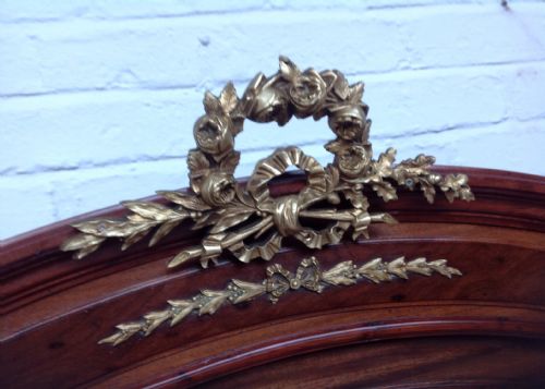 MAHOGANY PLUM PUDDING FRENCH BED WITH BRASS DETAILS - ADDITIONAL PHOTO 1
