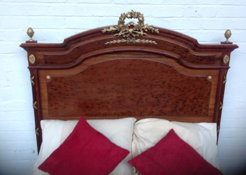 MAHOGANY PLUM PUDDING FRENCH BED WITH BRASS DETAILS - ADDITIONAL PHOTO 2