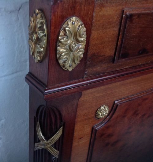 MAHOGANY PLUM PUDDING FRENCH BED WITH BRASS DETAILS - ADDITIONAL PHOTO 4