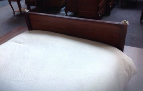 MAHOGANY PLUM PUDDING FRENCH BED WITH BRASS DETAILS - ADDITIONAL PHOTO 5