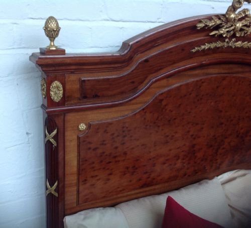 MAHOGANY PLUM PUDDING FRENCH BED WITH BRASS DETAILS - ADDITIONAL PHOTO 6