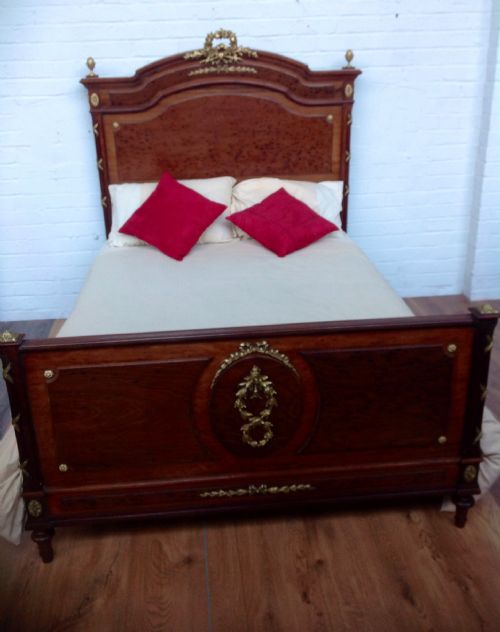 MAHOGANY PLUM PUDDING FRENCH BED WITH BRASS DETAILS - ADDITIONAL PHOTO 7
