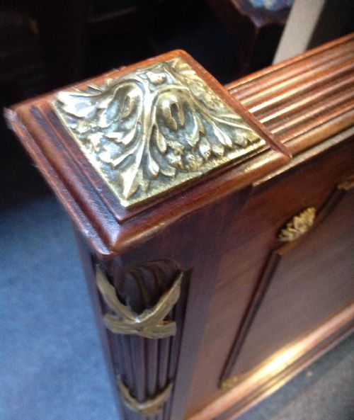 MAHOGANY PLUM PUDDING FRENCH BED WITH BRASS DETAILS - ADDITIONAL PHOTO 10