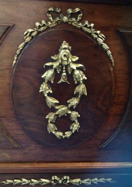 MAHOGANY PLUM PUDDING FRENCH BED WITH BRASS DETAILS - ADDITIONAL PHOTO 12