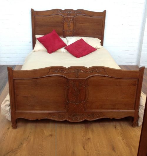 carved oak french bed - CATEGORY: ANTIQUE BEDS - DATED 1920
