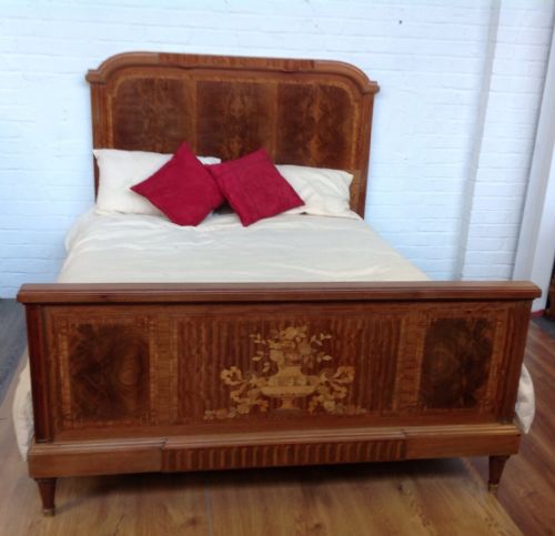 kingsize inlaid french bed 1600 wide - CATEGORY: ANTIQUE BEDS - DATED 1920