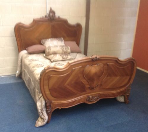 FRENCH WALNUT CARVED BED - ADDITIONAL PHOTO 5