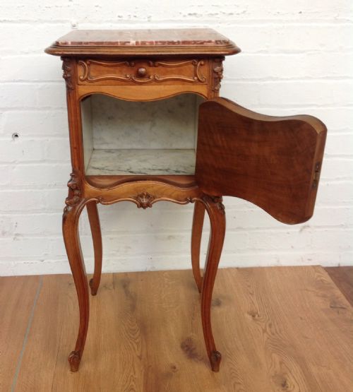 WALNUT FRENCH BEDSIDE CABINET - ADDITIONAL PHOTO 1