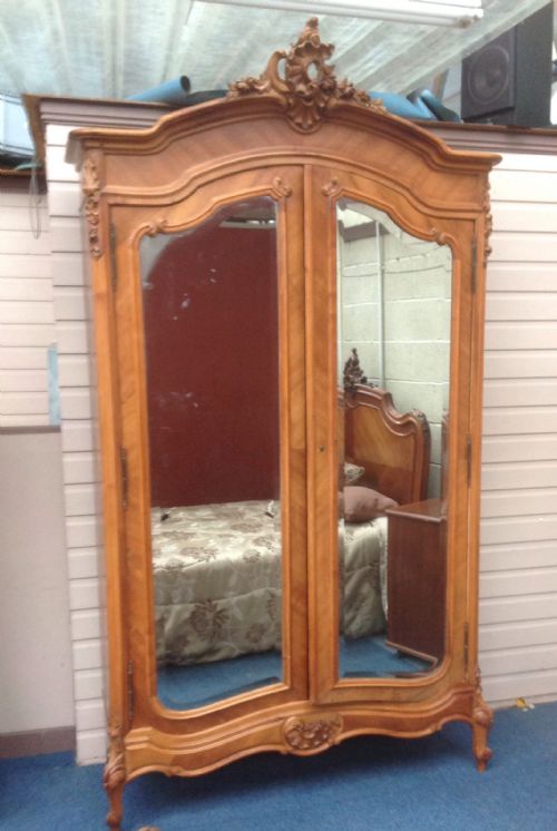 large walnut french armoire - CATEGORY: ANTIQUE WARDROBES - DATED 1900