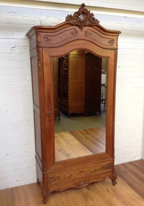 carved oak french armoire - CATEGORY: ANTIQUE WARDROBES - DATED 1890