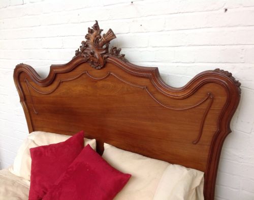 WALNUT KINGSIZE FRENCH CARVED BED - ADDITIONAL PHOTO 11