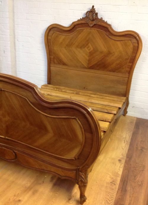 FRENCH WALNUT DOUBLE BED WITH SLATTED BASE - ADDITIONAL PHOTO 1