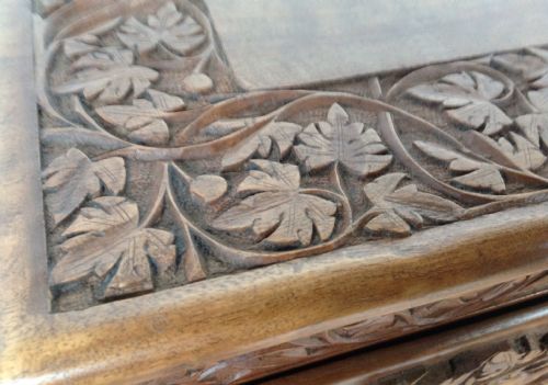 CARVED CAMFER WOOD CHEST - ADDITIONAL PHOTO 2