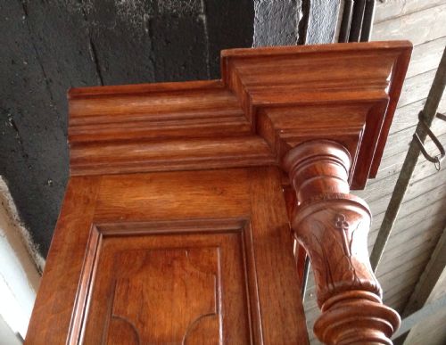 LARGE OAK FRENCH INVERTED BREAKFRONT BOOKCASE - ADDITIONAL PHOTO 6