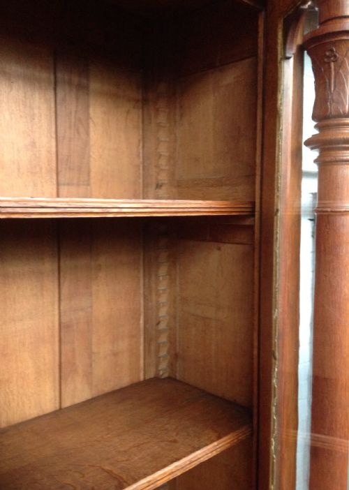 LARGE OAK FRENCH INVERTED BREAKFRONT BOOKCASE - ADDITIONAL PHOTO 10