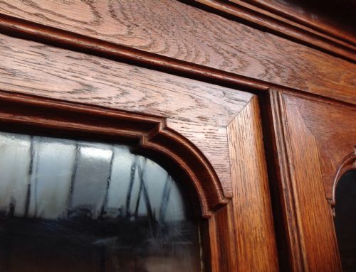 LARGE OAK FRENCH INVERTED BREAKFRONT BOOKCASE - ADDITIONAL PHOTO 11