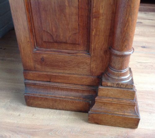 LARGE OAK FRENCH INVERTED BREAKFRONT BOOKCASE - ADDITIONAL PHOTO 13