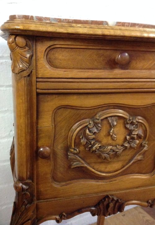 FRENCH WALNUT BEDSIDE CABINET - ADDITIONAL PHOTO 1